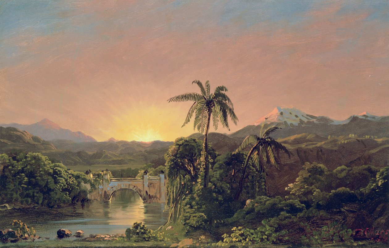 Pôr do sol em Equador de Frederic Edwin Church