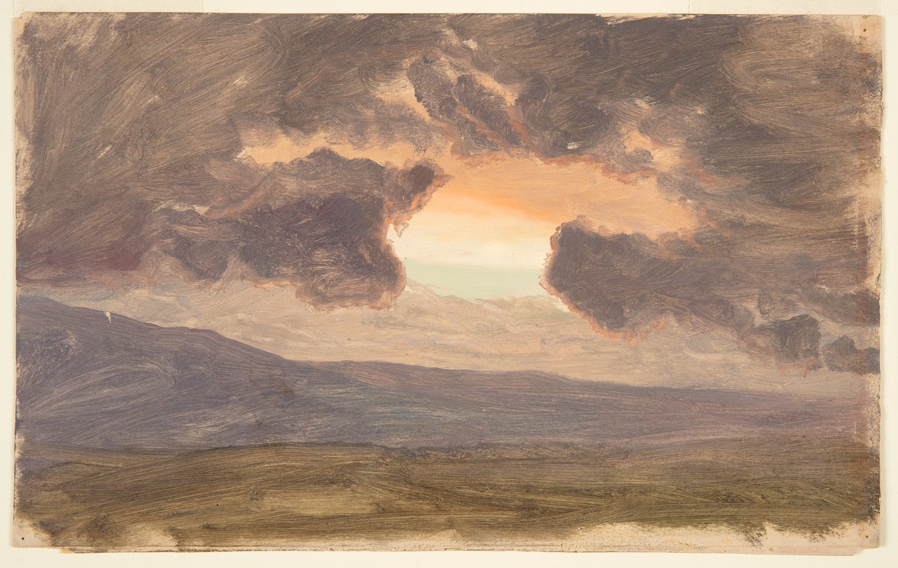 Pôr do sol sobre colinas nuas de Frederic Edwin Church