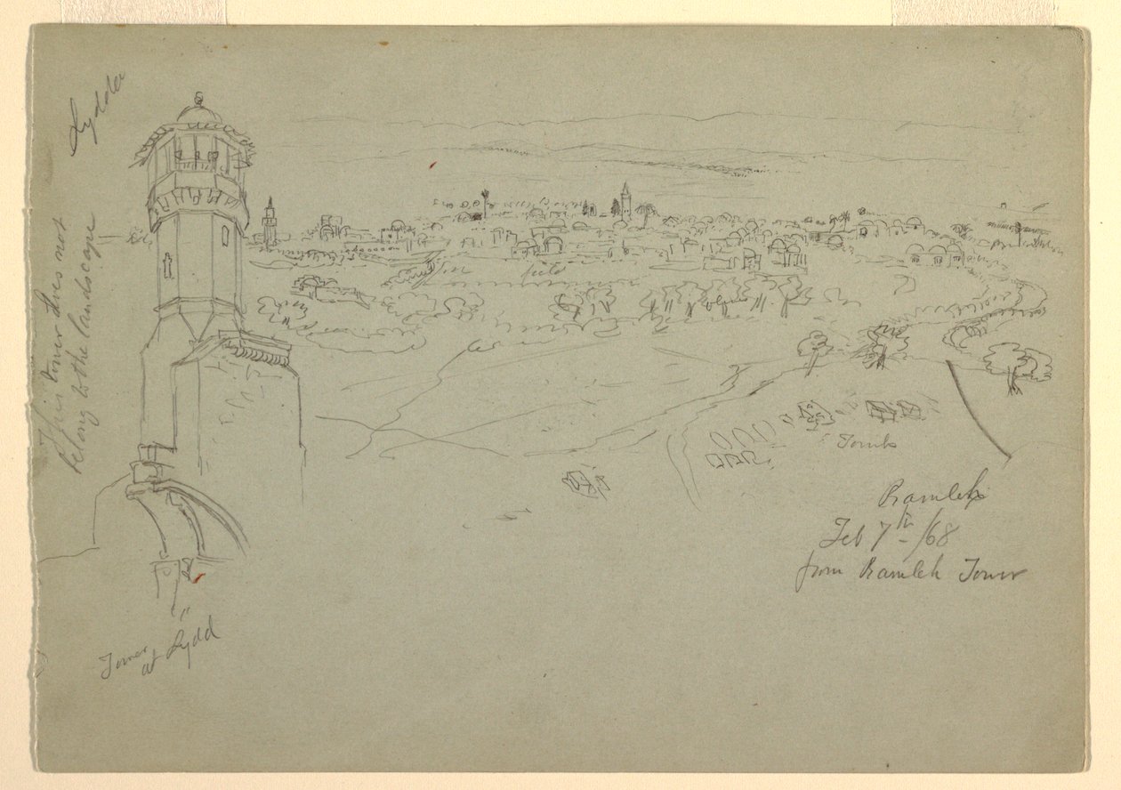 Vista da torre em Lydda, Palestina [Ramleh, Israel] de Frederic Edwin Church