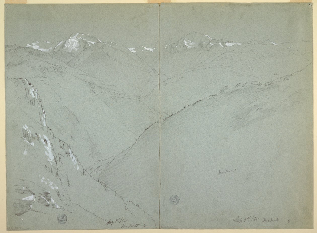 Paisagem do vale com picos cobertos de neve, Alpes Berneses, Suíça, Parte 1 de Frederic Edwin Church
