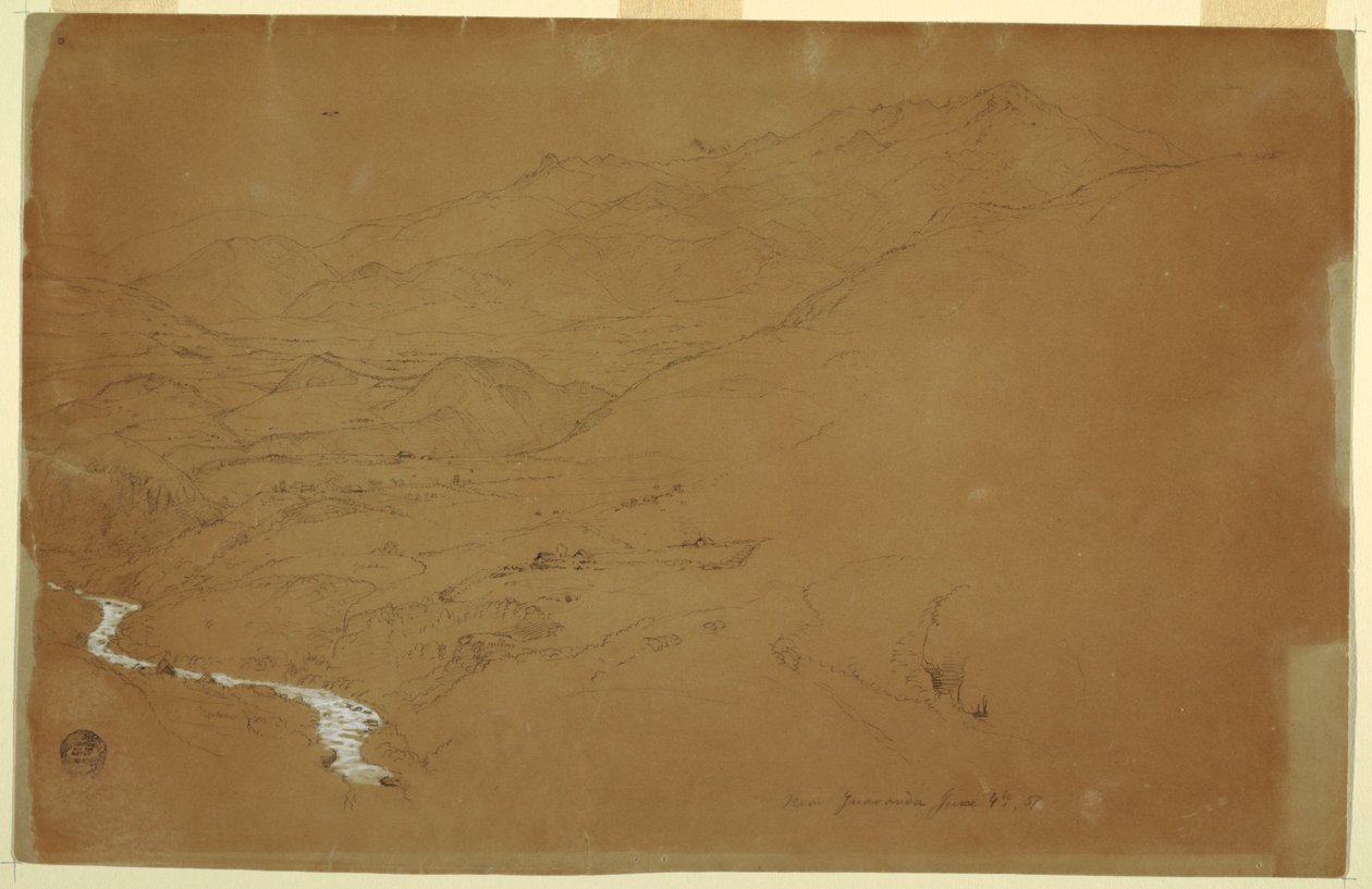 Vale com riacho e casas, perto de Guaranda, Equador de Frederic Edwin Church