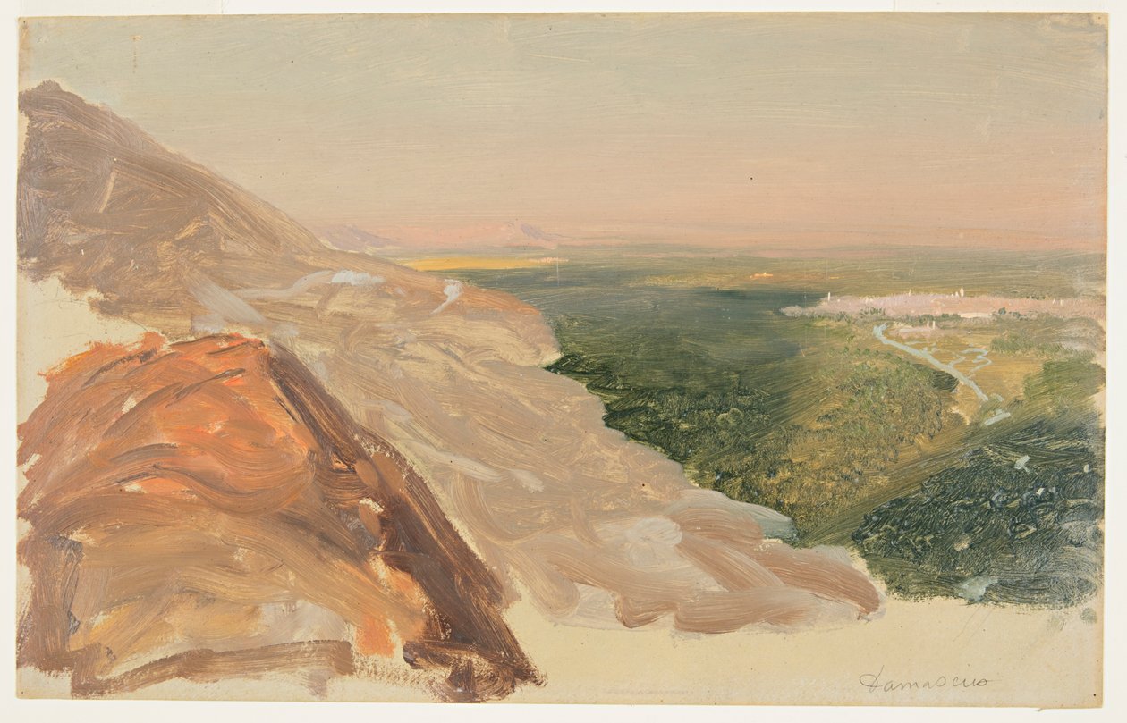 Vista de uma planície com Damasco, Síria, das montanhas. de Frederic Edwin Church