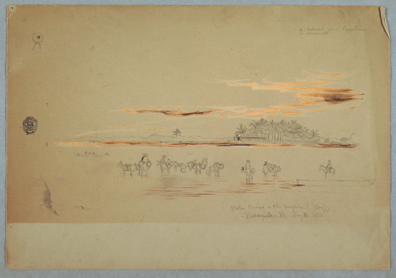 Portadores de água na Magdalena (Baía), Barranquilla, República de Nueva Granada, agora Colômbia de Frederic Edwin Church