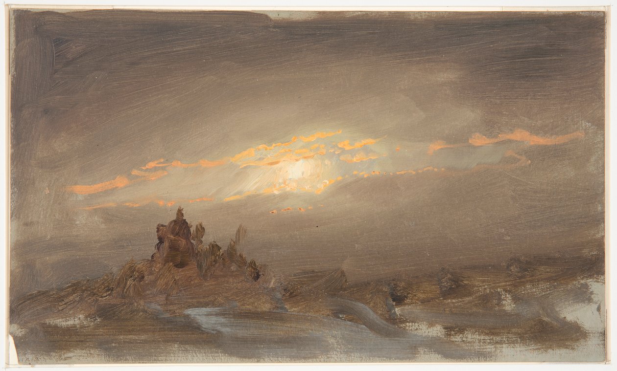 Paisagem de inverno ao luar de Frederic Edwin Church