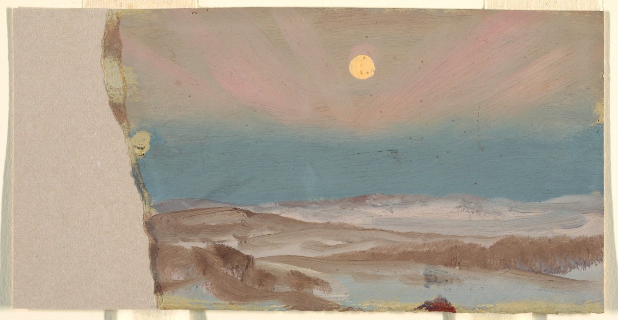 Paisagem de inverno com lua cheia de Frederic Edwin Church