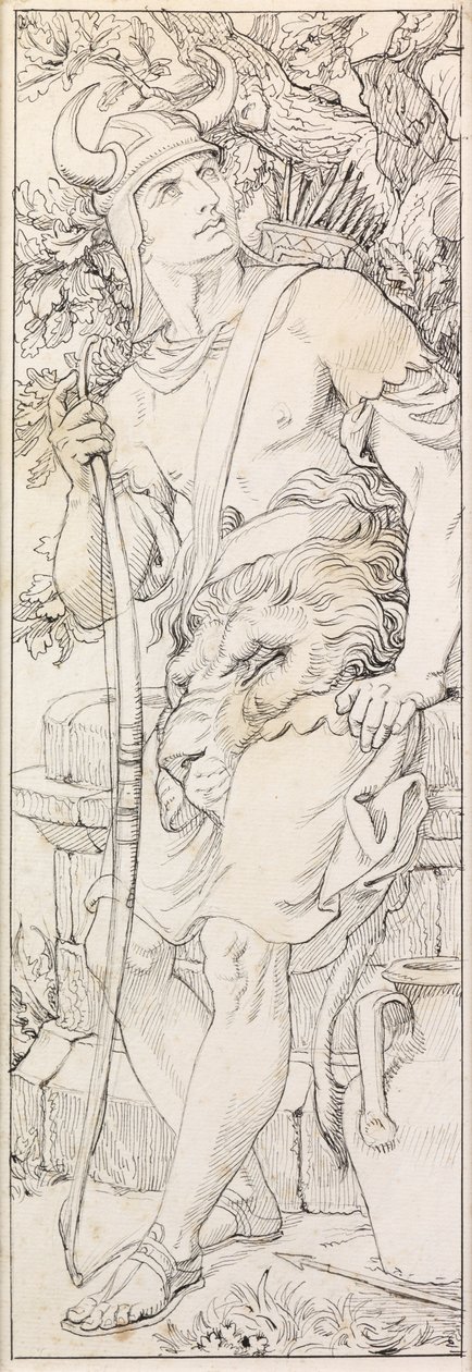 Coragem &39;para a Capela da Ascensão (caneta e tinta) de Frederic James Shields