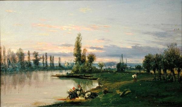 O banco do Sena (óleo sobre tela) de Frederic Legrip