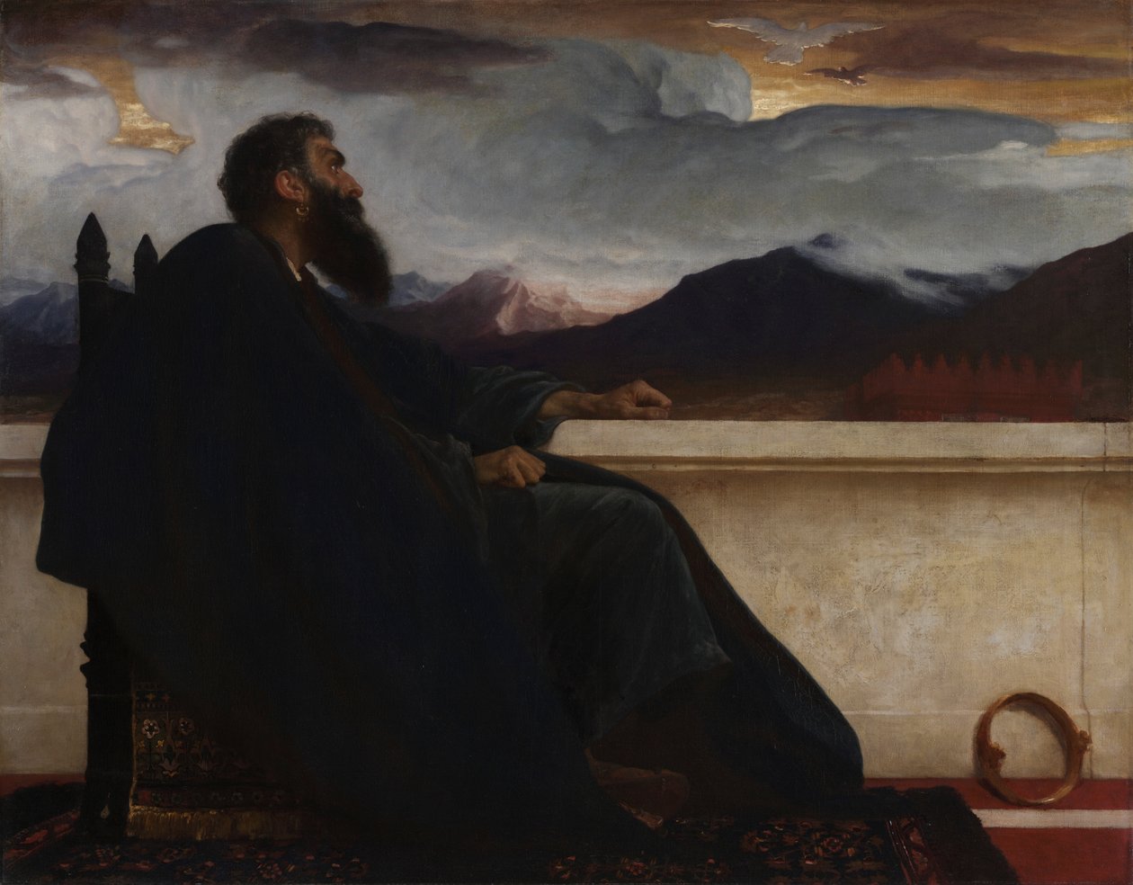 David: "Oh, que eu tivesse asas como uma pomba! Pois então eu voaria para longe e ficaria em repouso." Salmo 55:6 de Frederic Leighton