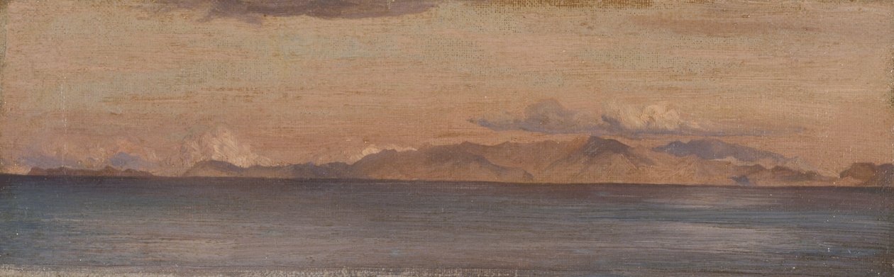 Vista distante das montanhas no Mar Egeu de Frederic Leighton