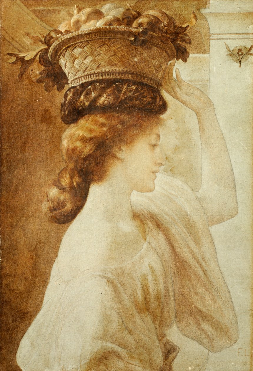Eucharis: Uma menina com uma cesta de frutas de Frederic Leighton