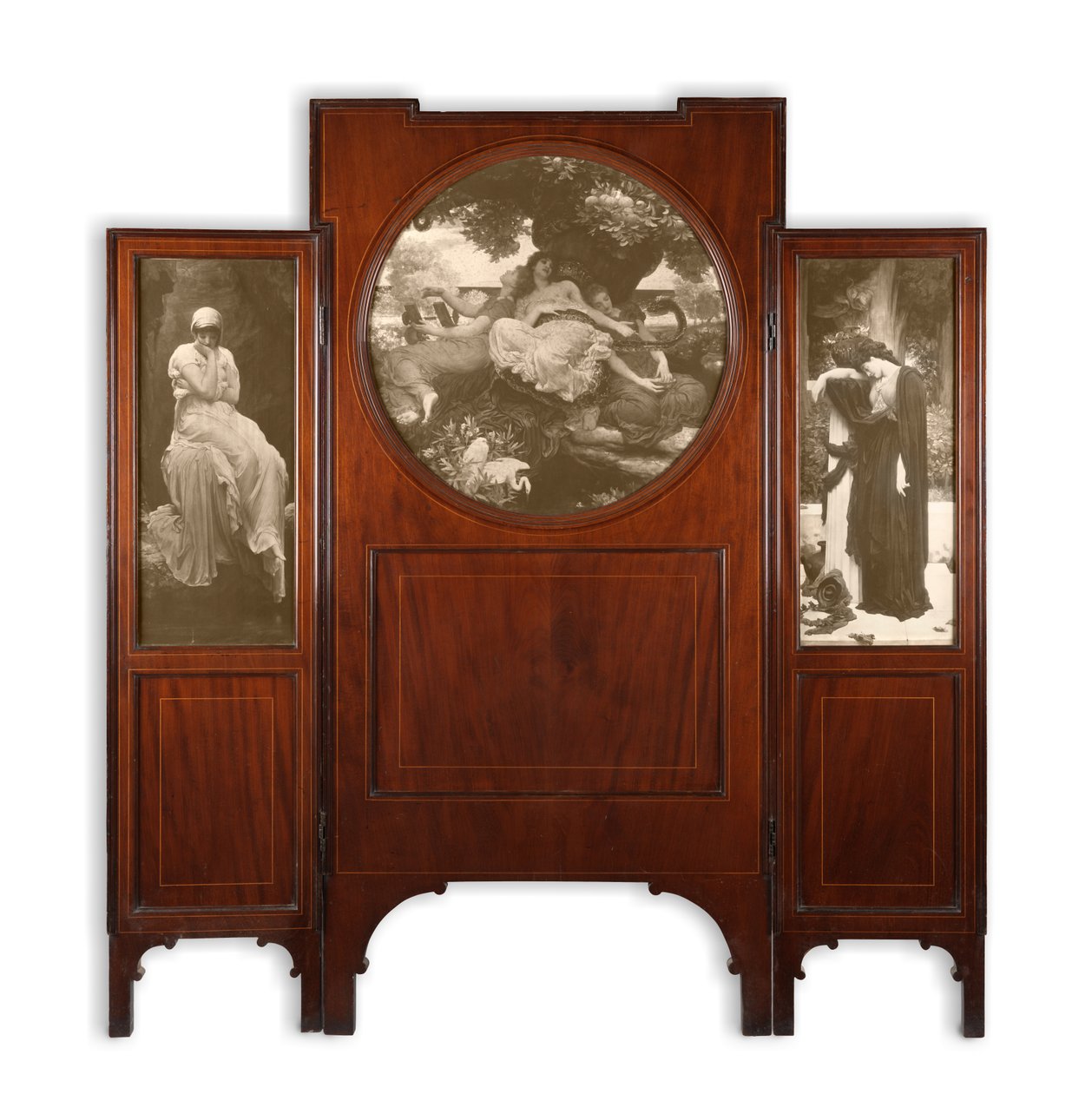 Tela tripla de mogno com incrustações de impressão (conjunto de tela tripla de mogno) de Frederic Leighton