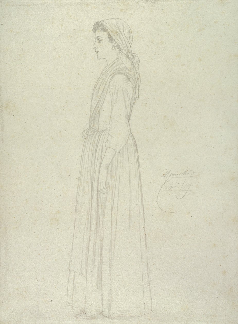 Marietta, Capri, 1859 (grafite sobre papel) de Frederic Leighton