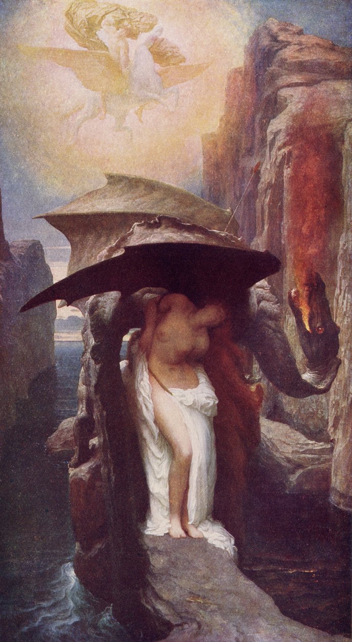 Perseu e Andrômeda, ilustração do livro &39;Mito e lenda clássico&39; de AR Hope Moncrieff, publicado em 1910 de Frederic Leighton
