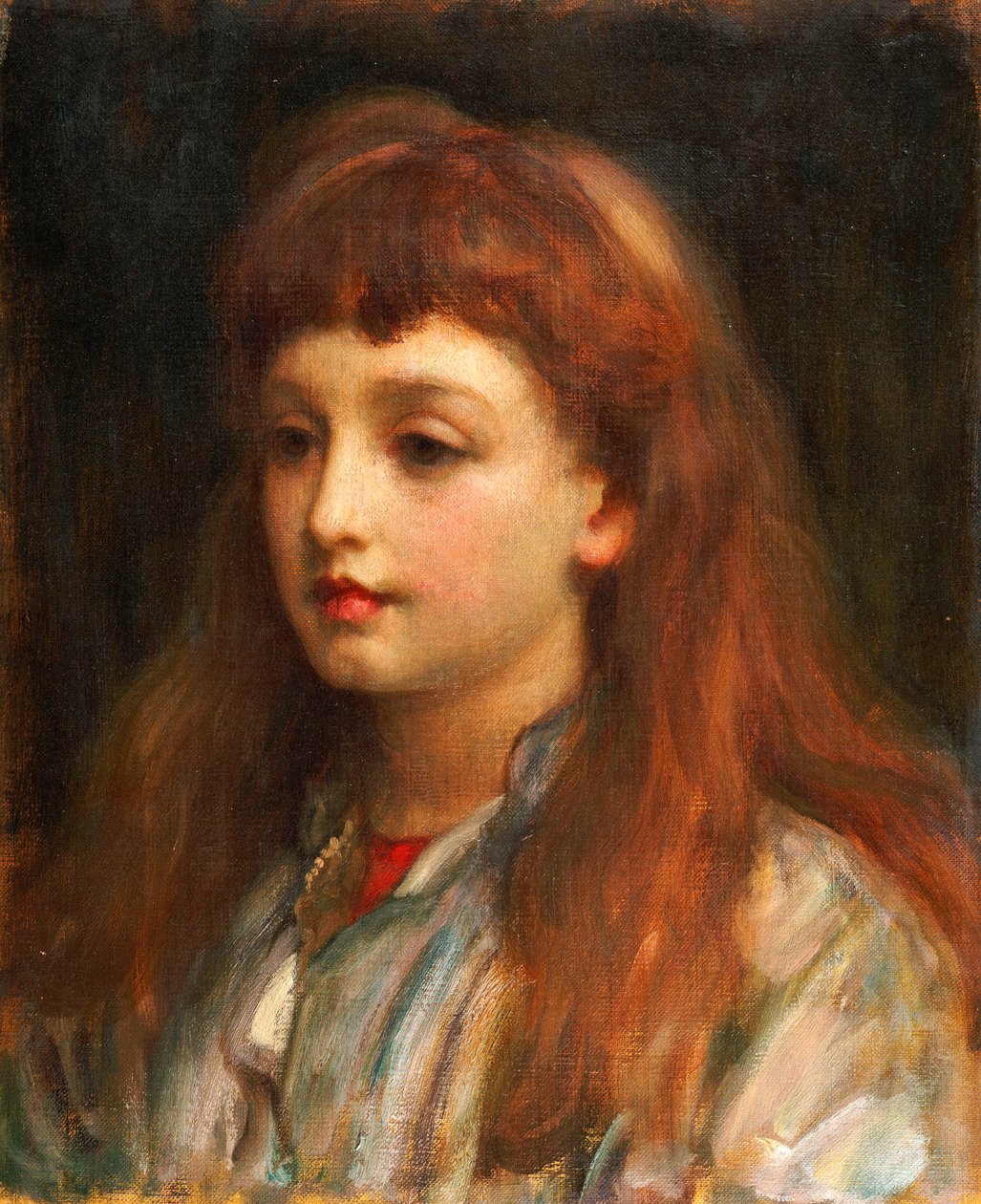 Retrato de uma jovem garota, cabeça e ombros de Frederic Leighton