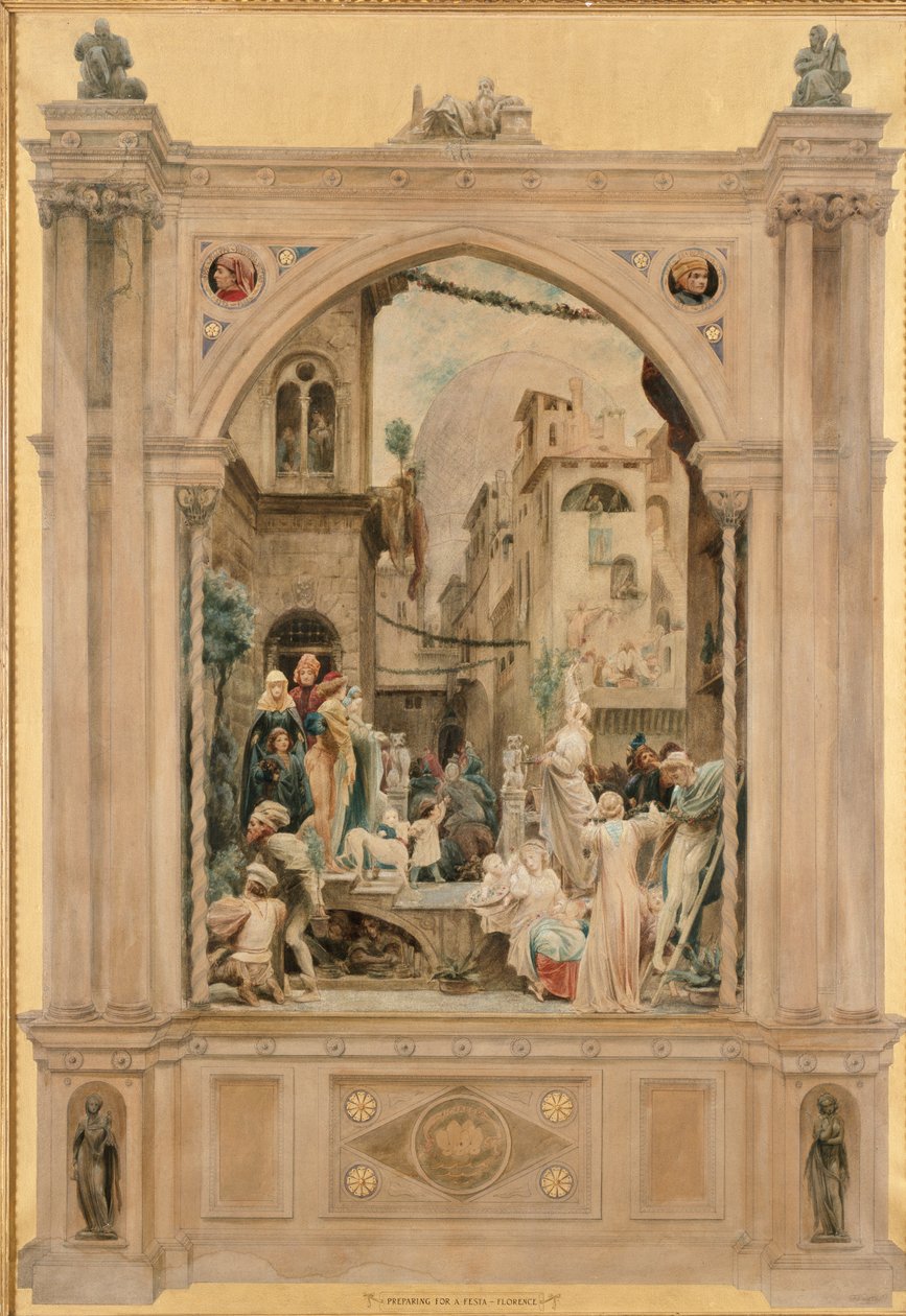 Preparando-se para uma festa, Florença, 1851 de Frederic Leighton