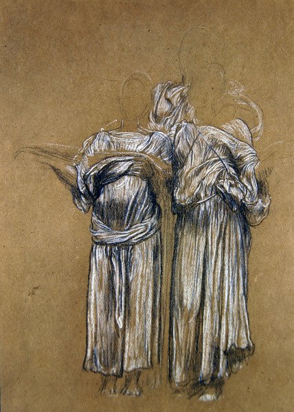 Estudo para a Música (giz sobre papel) de Frederic Leighton