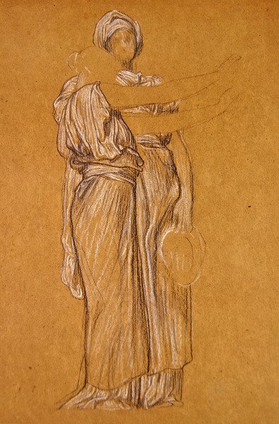 Estudo para a Dança (giz preto e branco sobre papel) de Frederic Leighton