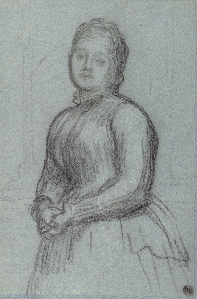 Estudo para o retrato de Hannah, condessa de Rosebery, c.1880 (giz no papel) de Frederic Leighton