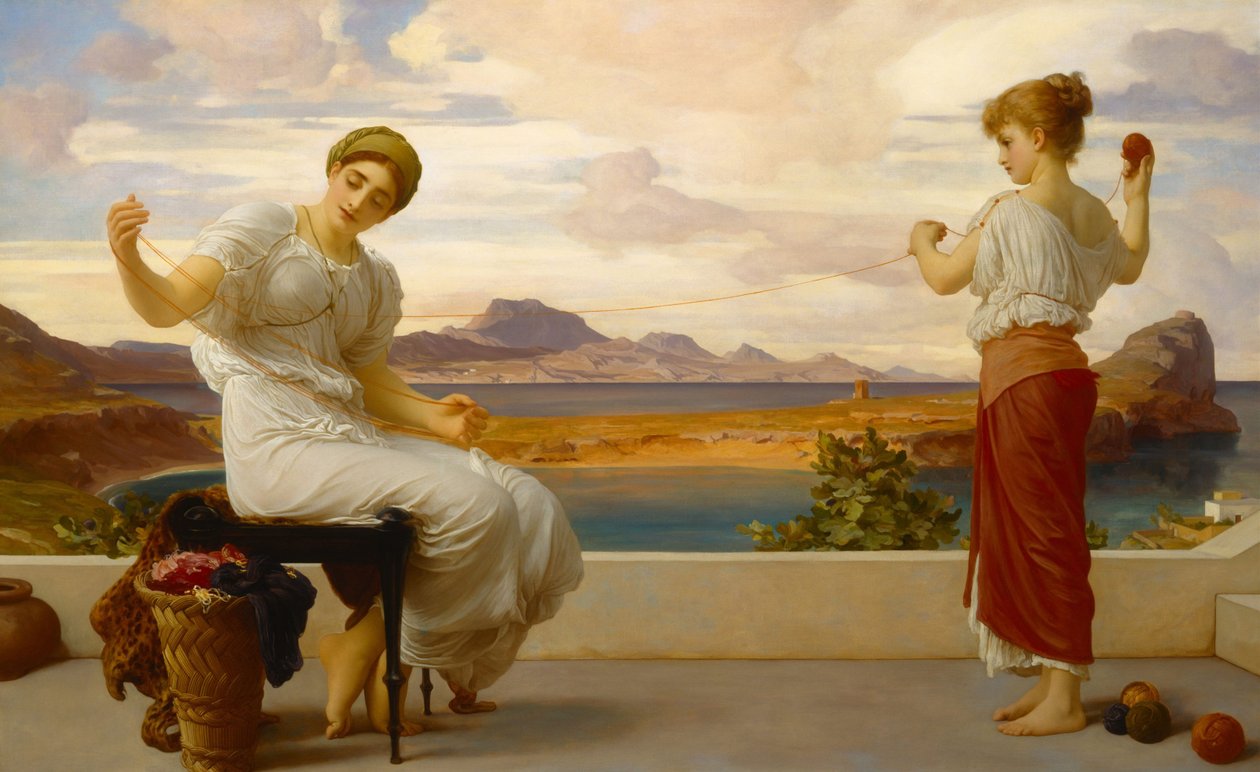 Enrolando o novelo, ca 1878 de Frederic Leighton