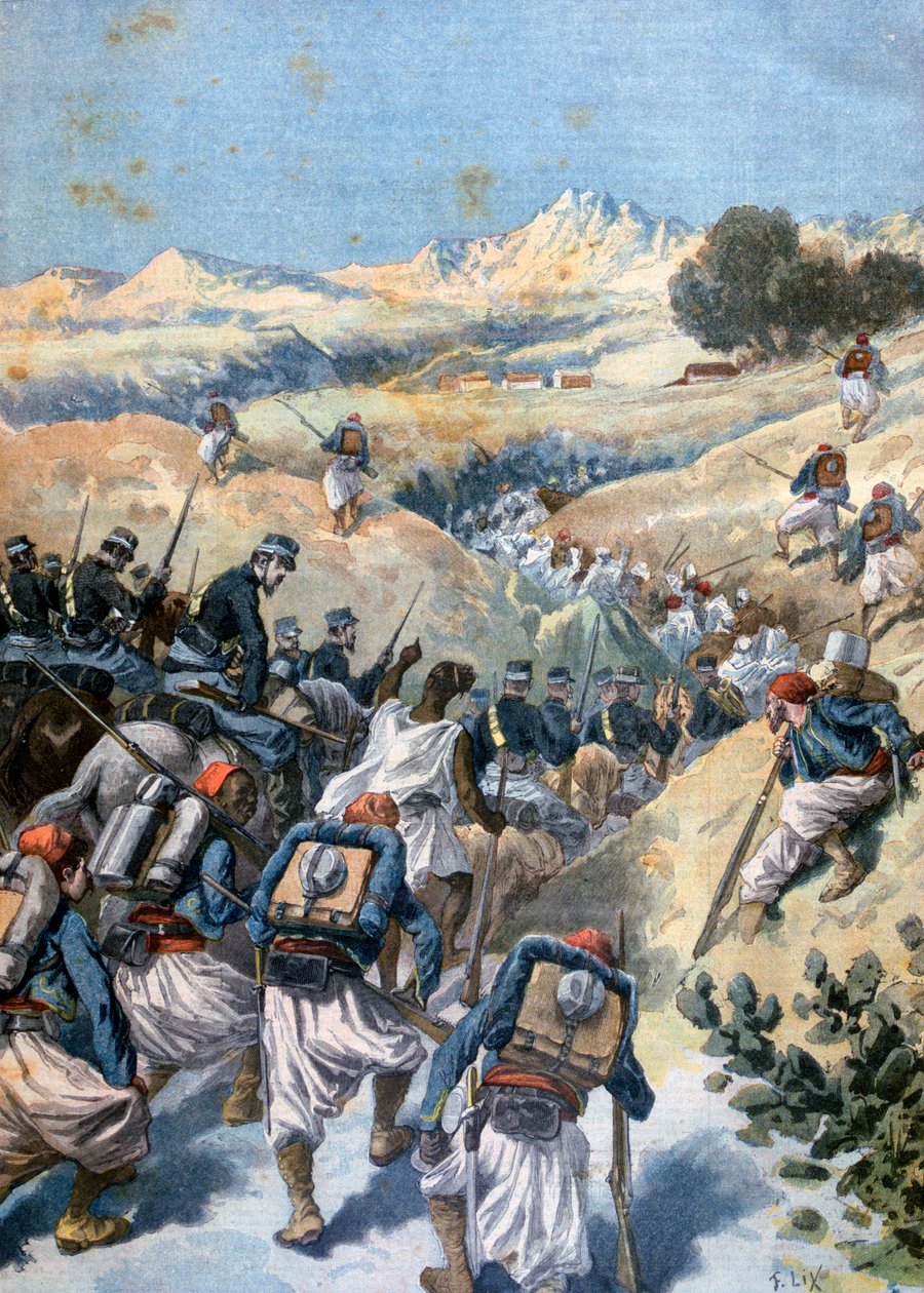 Batalha com os bandidos, Argélia, 1892 de Frederic Lix