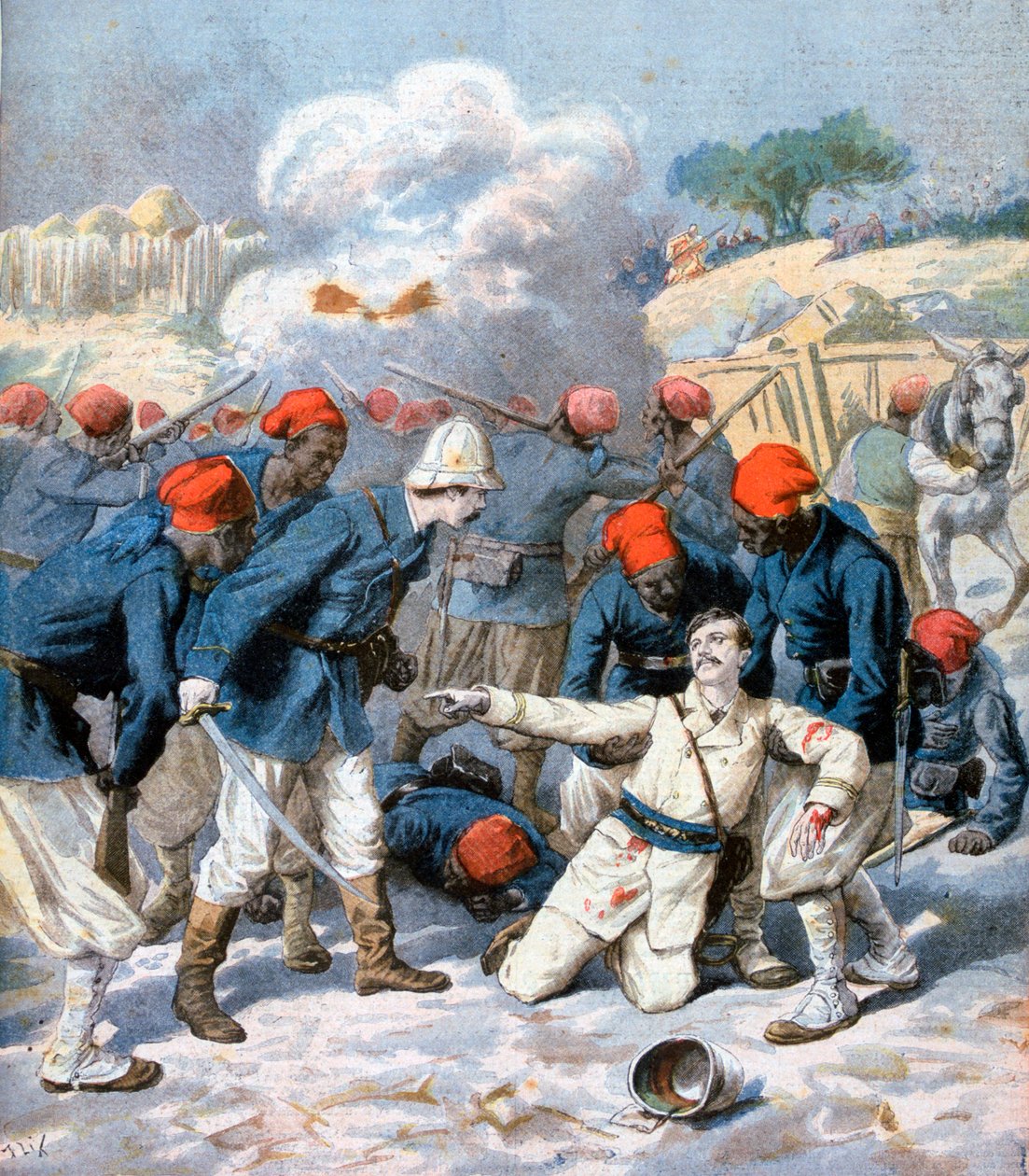 Morte do tenente Lecerf, Batalha de Napa, Nigéria, 1894 de Frederic Lix