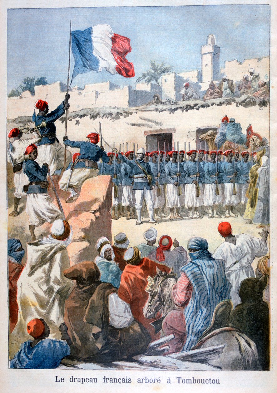 A elevação da bandeira francesa em Timbuktu, 1894 de Frederic Lix