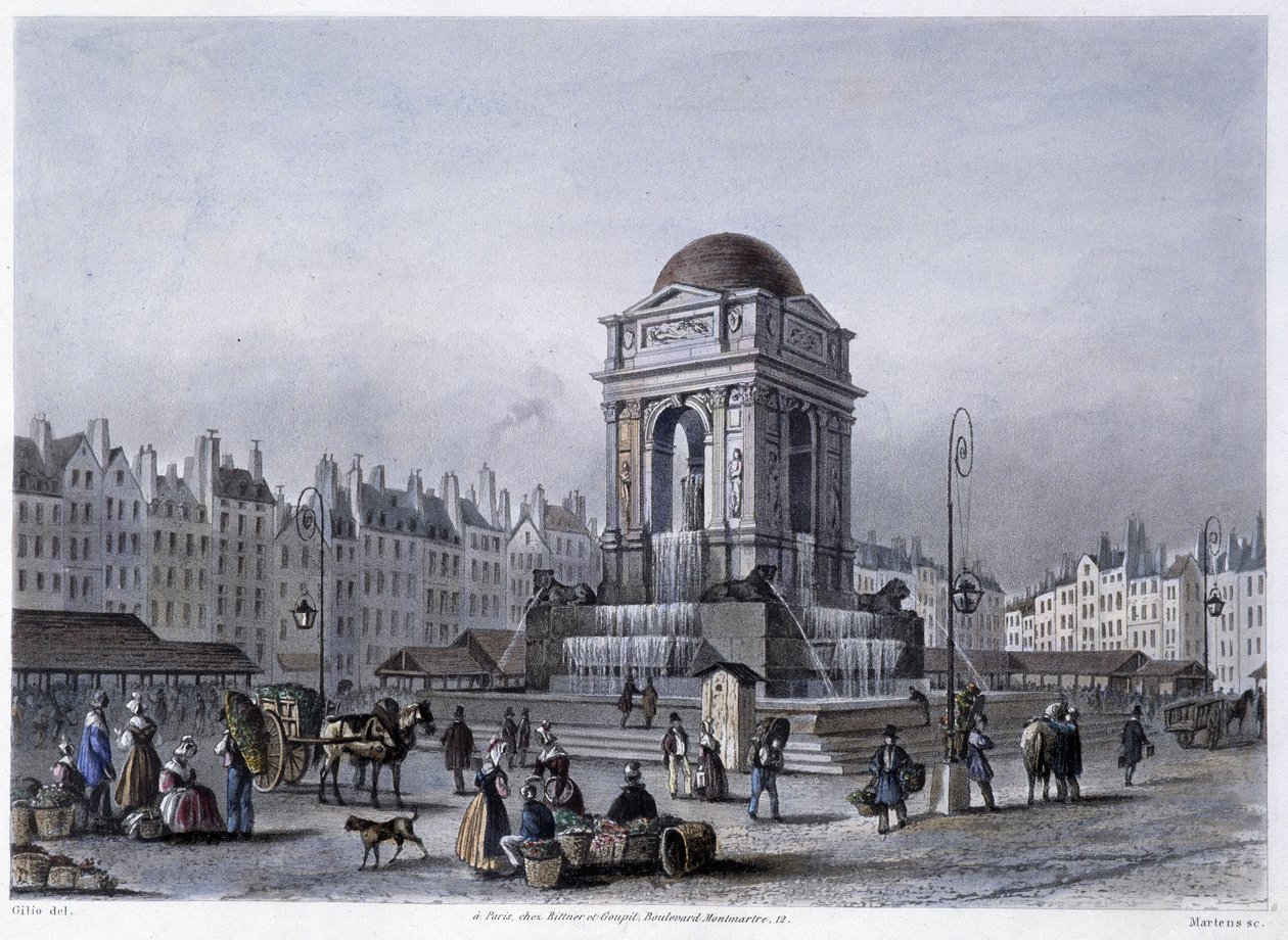 Fontaine des Innocents - em "Paris en 1832" por Martens de Frederic Martens