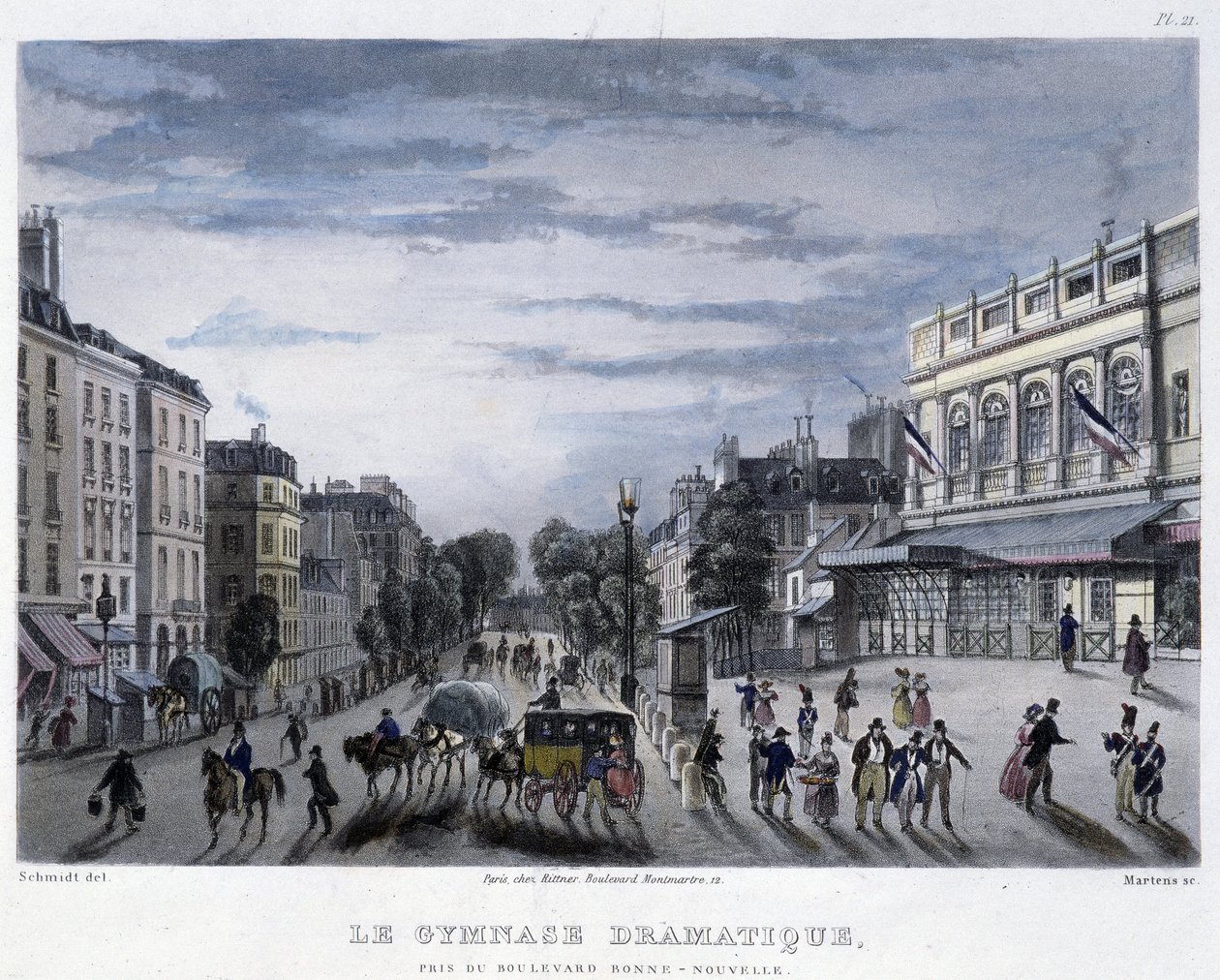 O Ginásio Dramático - em "Paris em 1832" por Martens de Frederic Martens