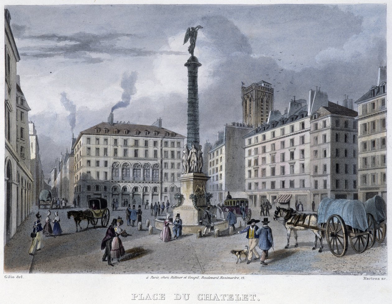 Place du Chatelet - em "Paris em 1832" por Martens de Frederic Martens