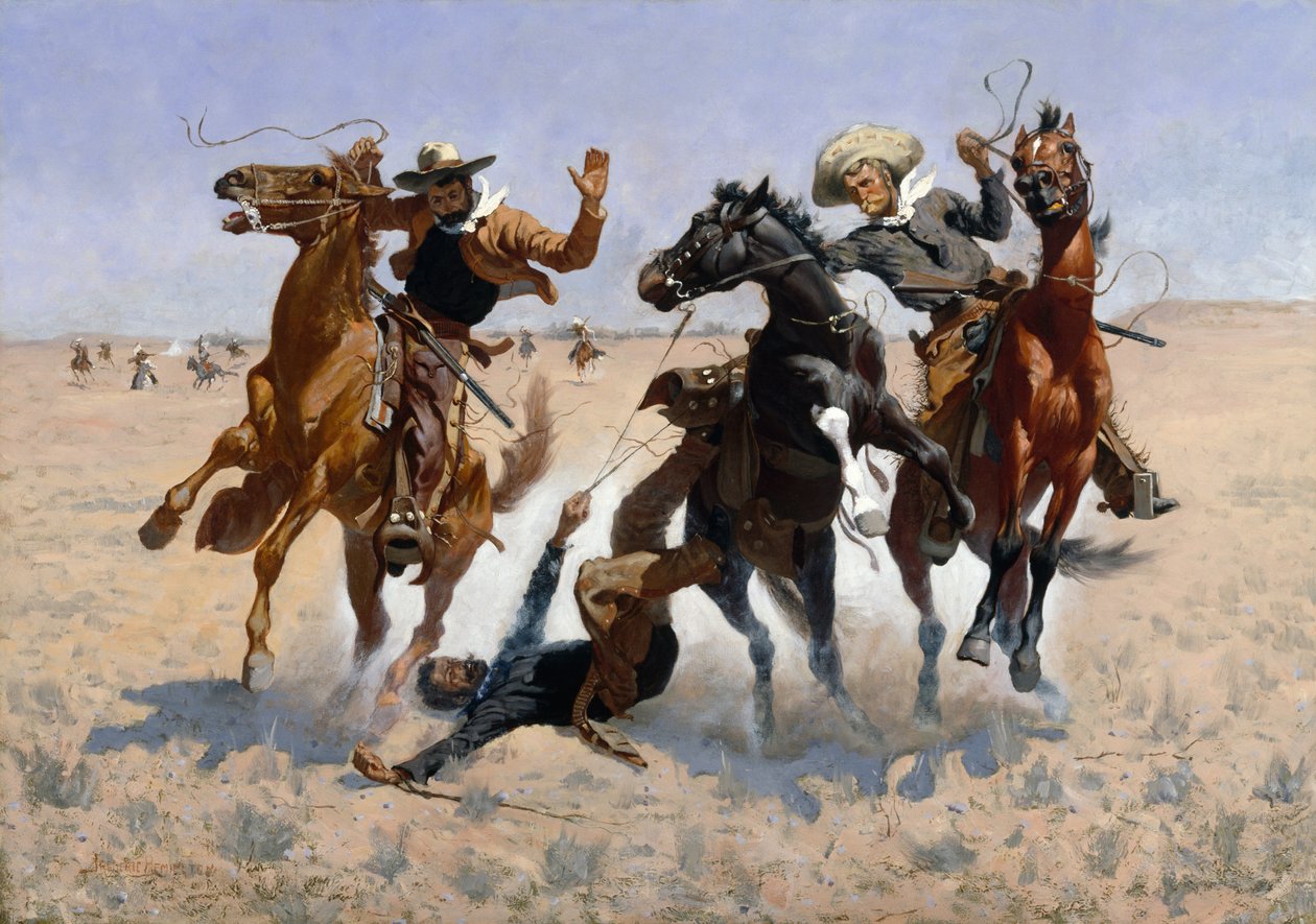 Ajudando um camarada, c.1890 (óleo sobre tela) de Frederic Remington
