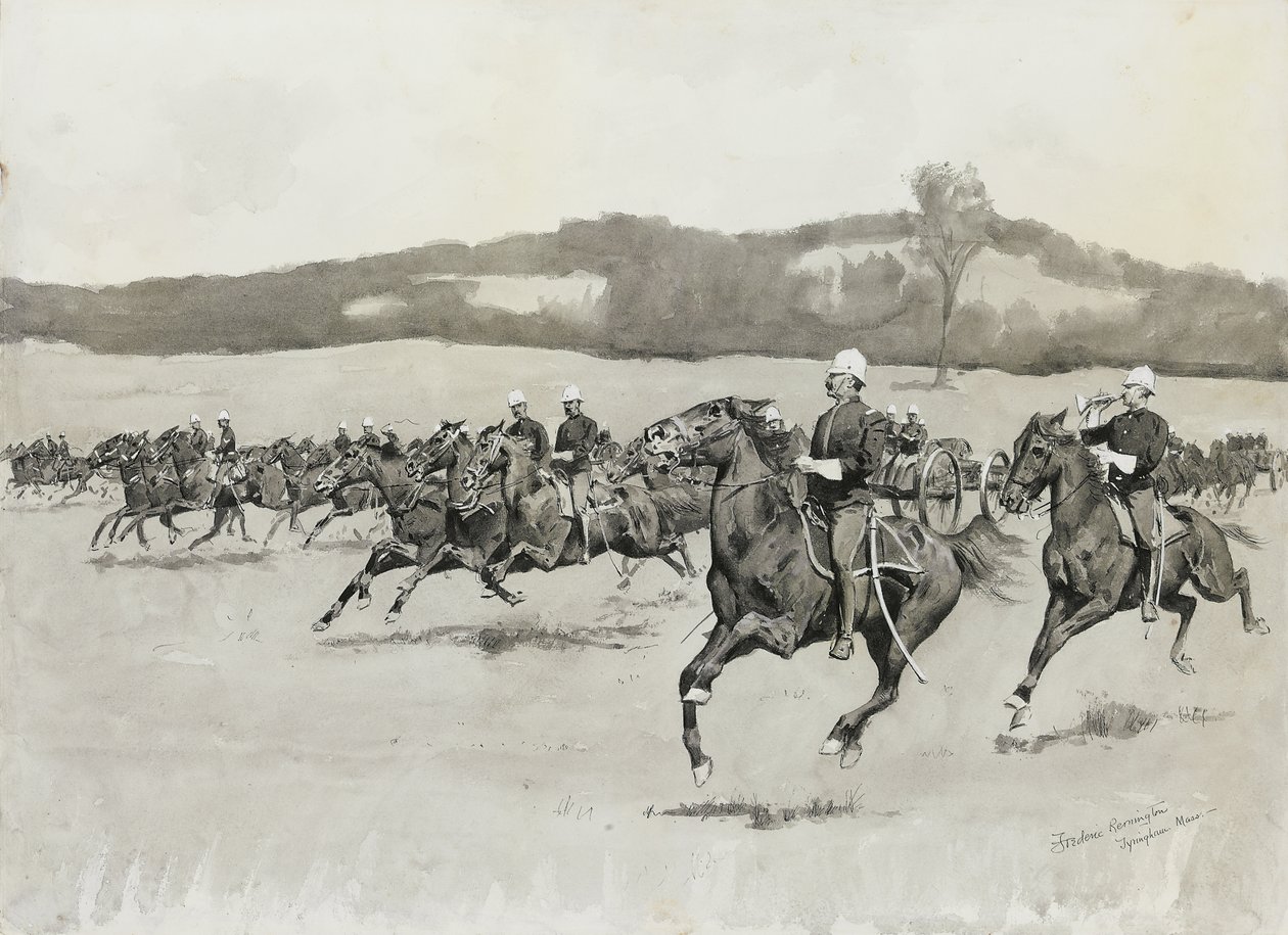 Bateria K em Perfuração em Berkshire Hills, Massachusetts de Frederic Remington