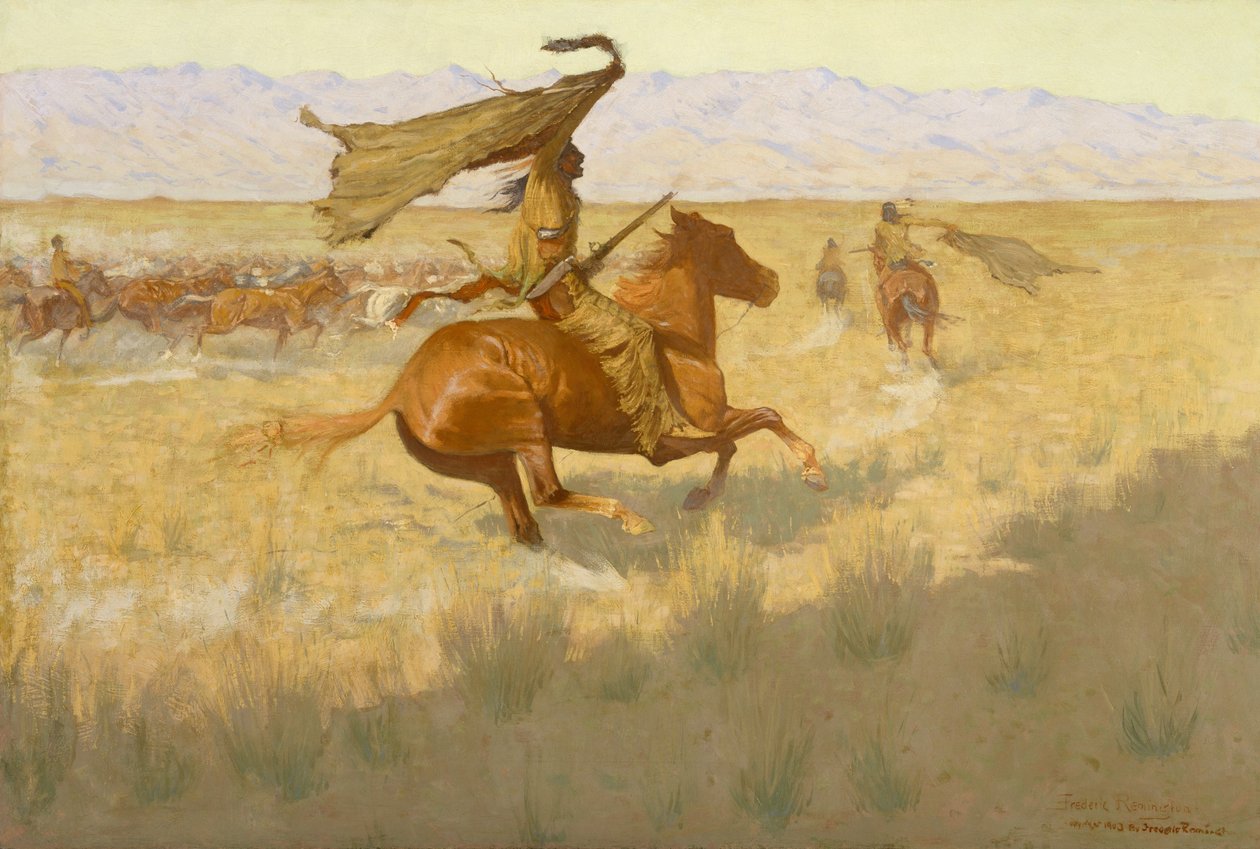 Mudança de proprietário (The Stampede; Horse Thieves) de Frederic Remington