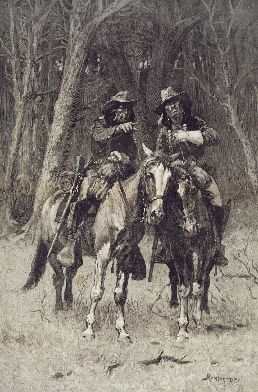 Escoteiros Cheyenne Patrulhando a Grande Madeira do Norte do Canadá, Oklahoma, 6 de abril de Frederic Remington