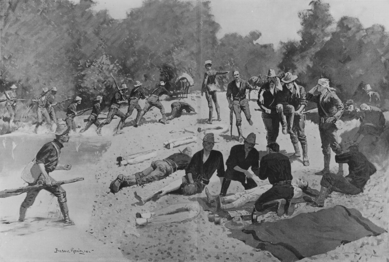 Hospital de campanha no "The Bloody Ford" de San Juan Creek, 1898 de Frederic Remington