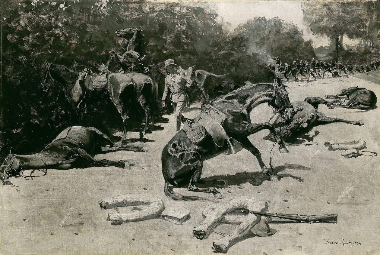 Como os cavalos morreram pelo seu país em Santiago de Frederic Remington