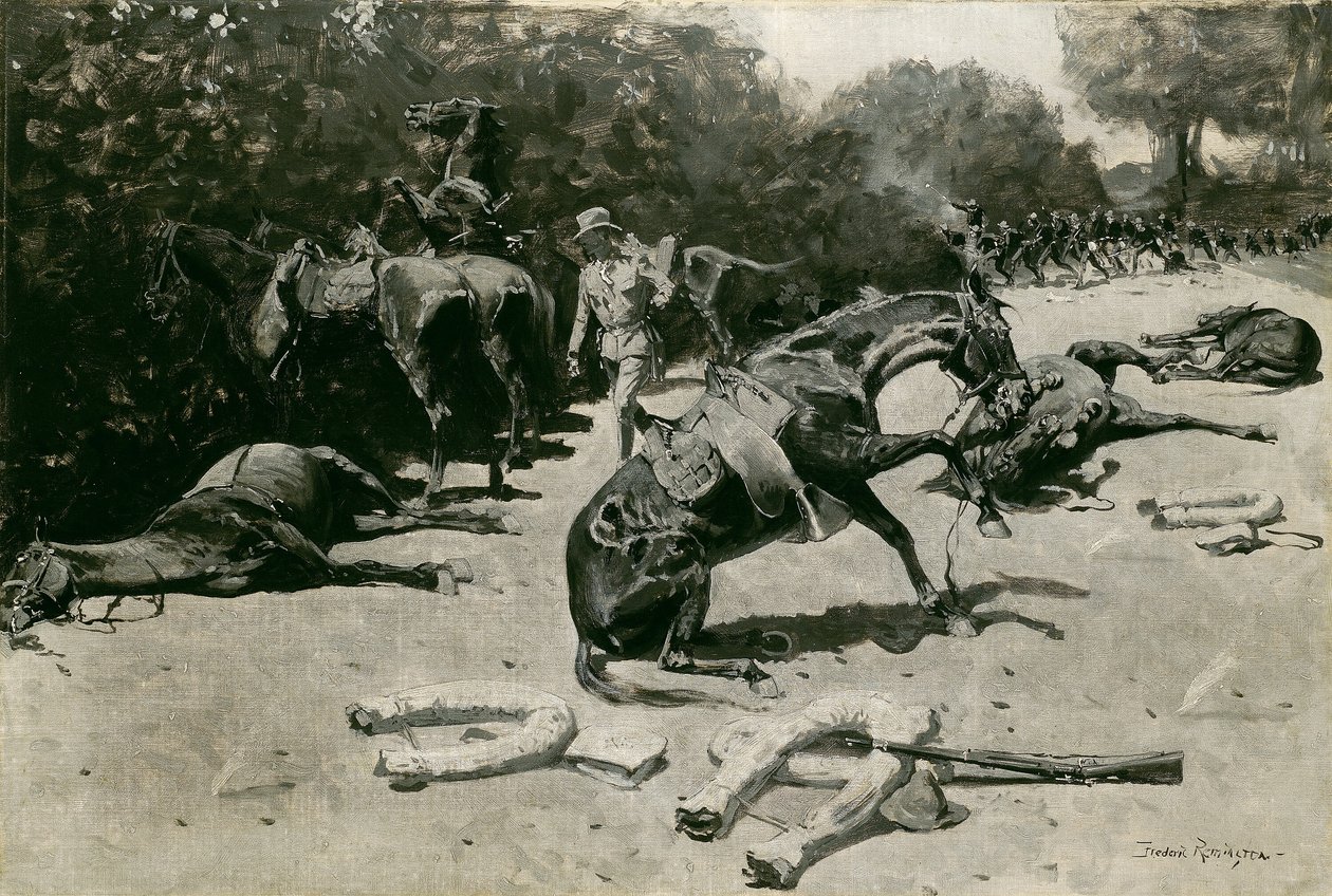 Como os cavalos morreram por seu país em Santiago, 1899. de Frederic Remington