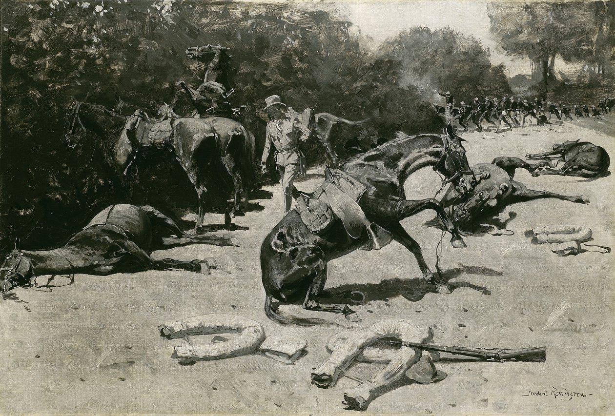 Como os cavalos morreram por seu país em Santiago, 1899 de Frederic Remington