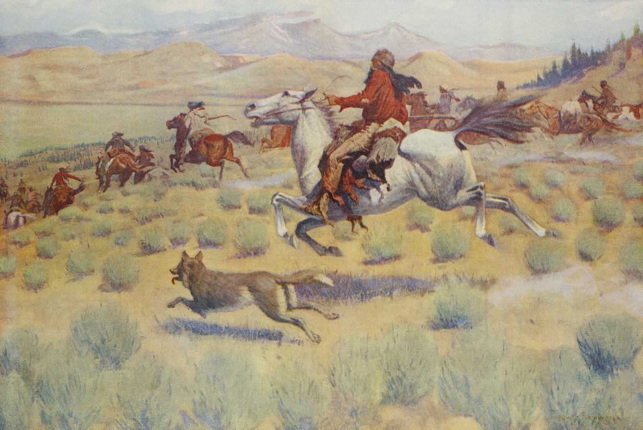 Caça na pradaria, de Colliers Weekly, pub.1904 de Frederic Remington