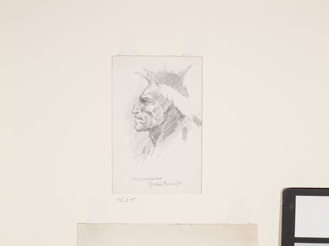 Cabeça de índio, data desconhecida (lápis sobre papel branco) de Frederic Remington