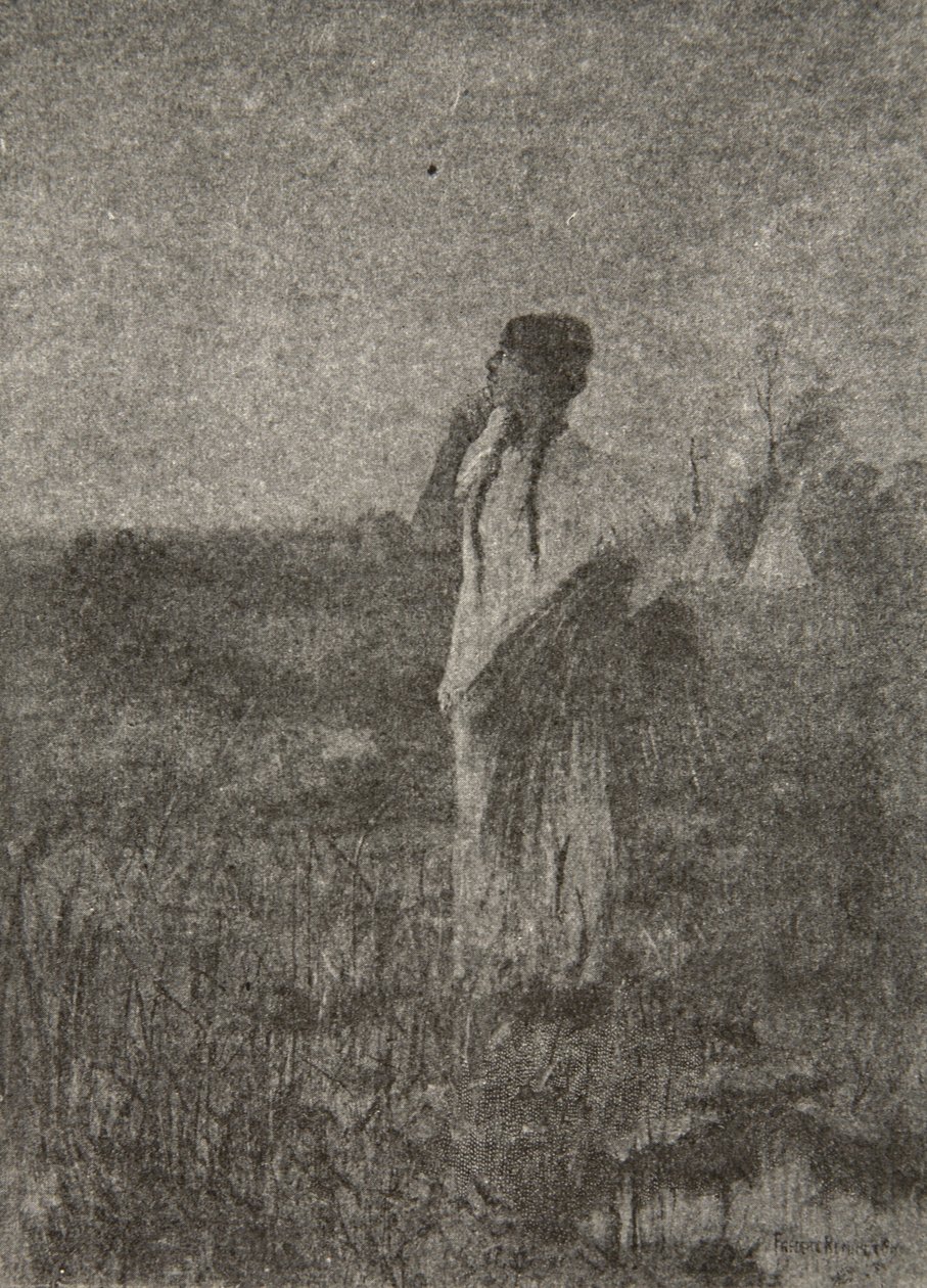 Como um fantasma que vai ao nascer do sol, Ele viu uma donzela caminhando, de The Song of Hiawatha, de Henry Wadsworth Longfellow (1807-82), pub. por George G. Harrap e companhia Ltd., 1911 de Frederic Remington