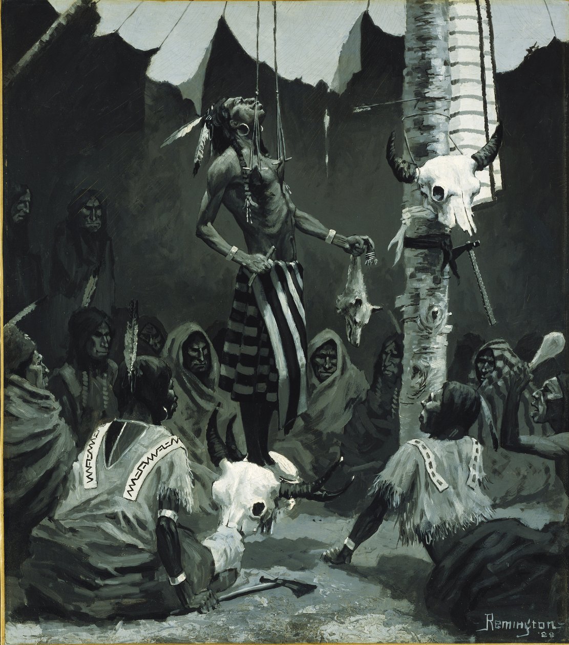 Cerimônia de Iniciação Mandan de Frederic Remington