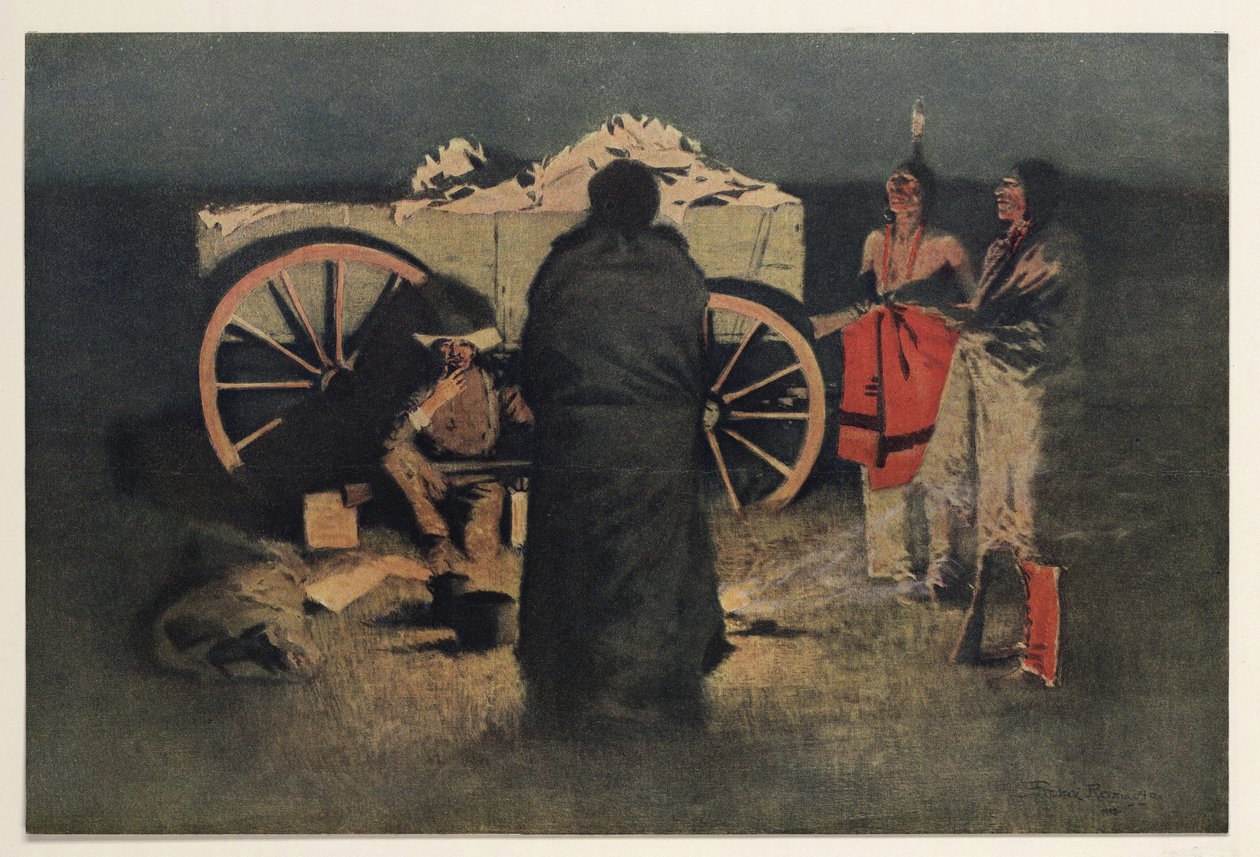 Acampamento Noturno, pub. 1905 de Frederic Remington