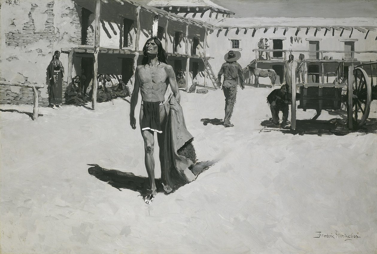 Nada, mas a aparência alegre seguiu o morcego, c.1900 (óleo sobre tela) de Frederic Remington