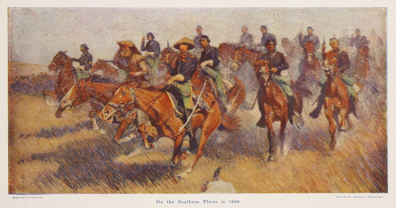 Nas planícies do sul em 1860, pub.1909 de Frederic Remington