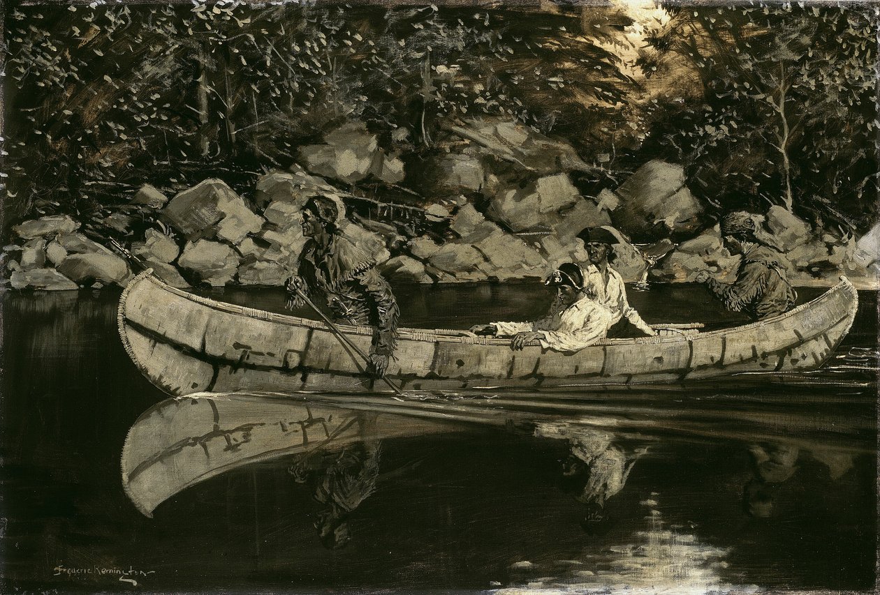Remando o oficial britânico ferido, 1897. de Frederic Remington