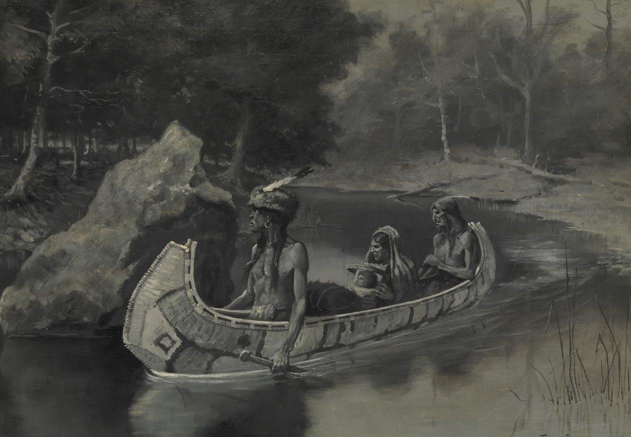 Arremessou-o completamente no rio. . . Onde ainda é visto no verão de 1889. de Frederic Remington