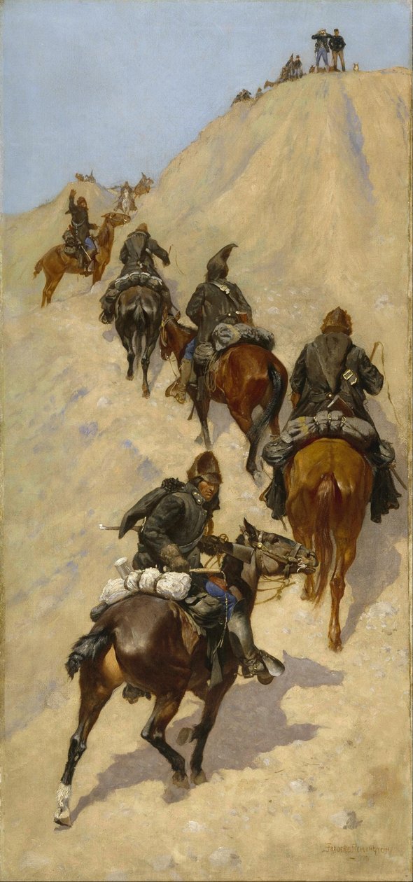 Escuteiros a subir uma montanha de Frederic Remington