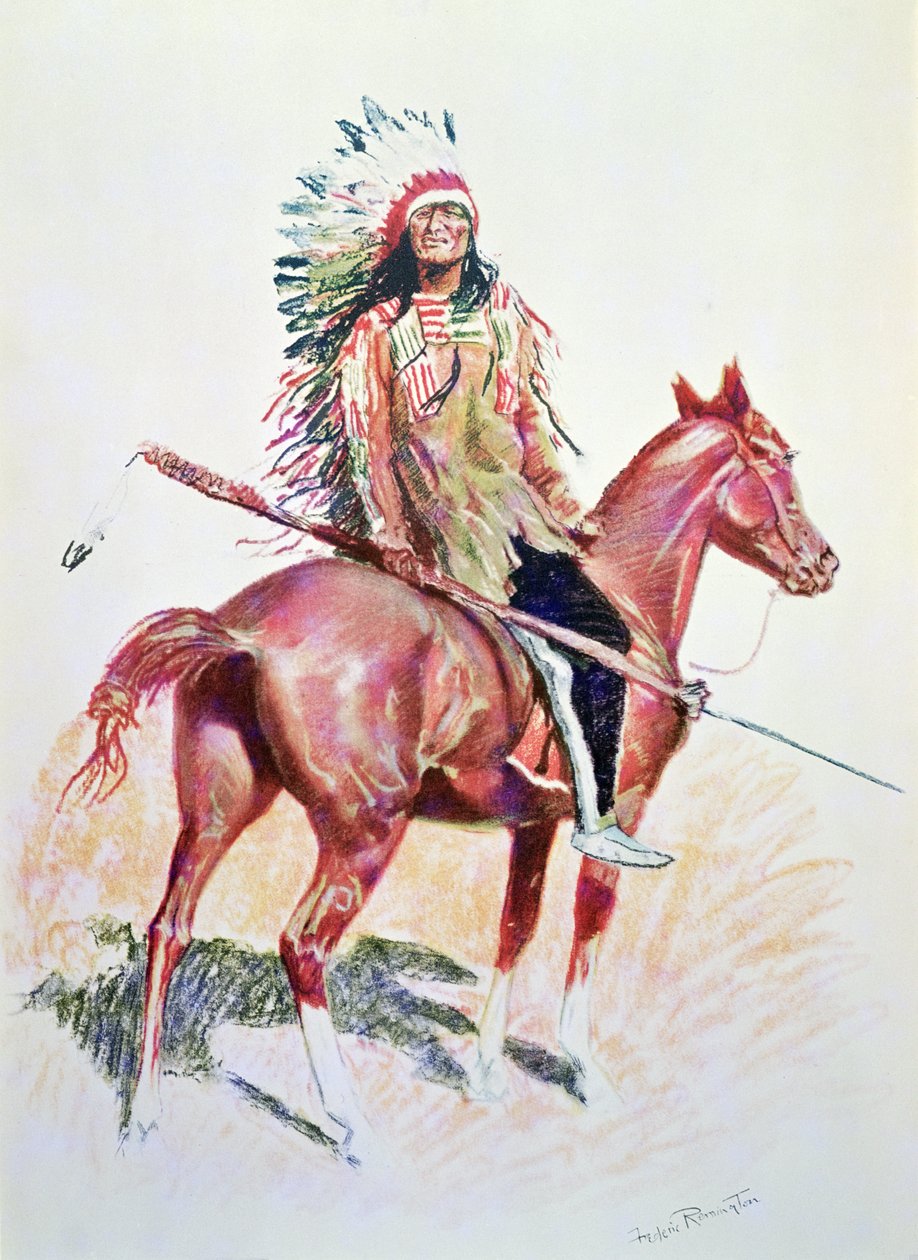 Chefe Sioux (cor litho) de Frederic Remington