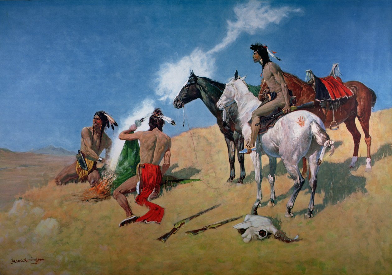 Sinais de fumo (óleo sobre tela) de Frederic Remington