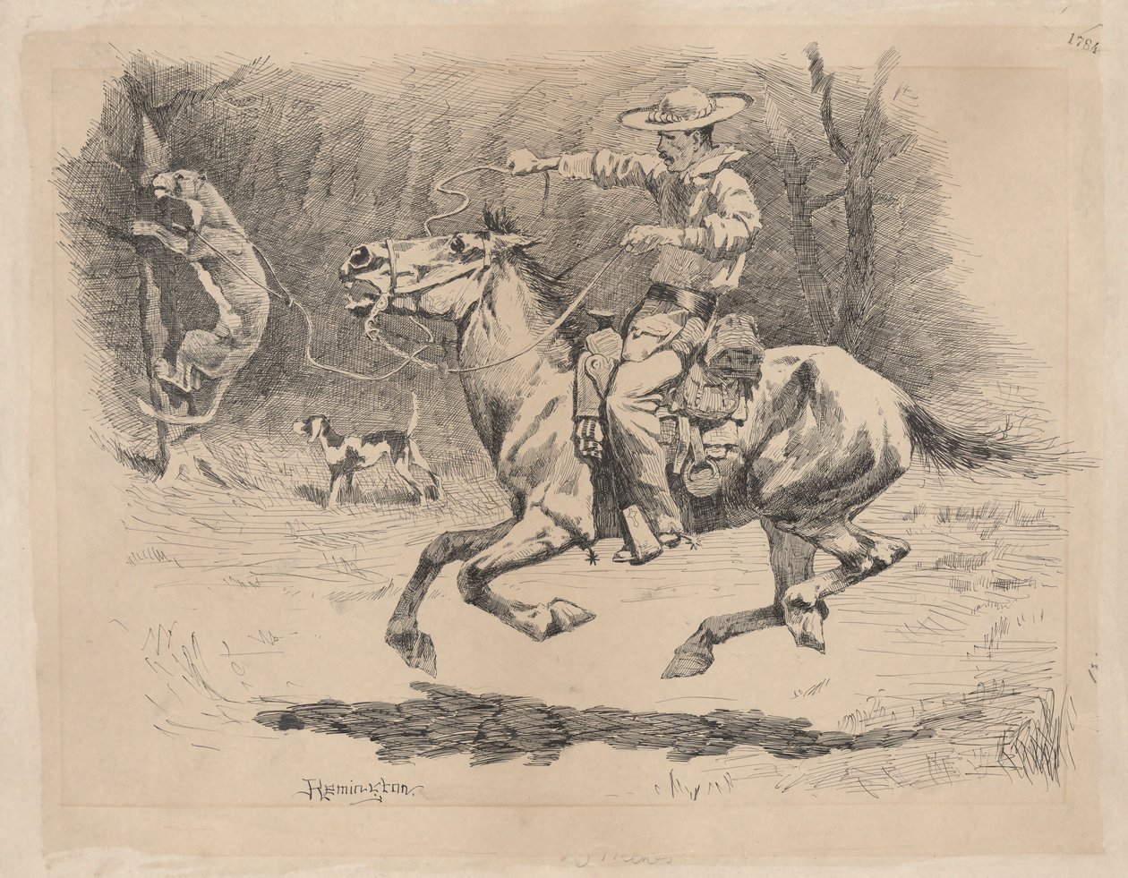 Estimulando o seu cavalo em perseguição de Frederic Remington